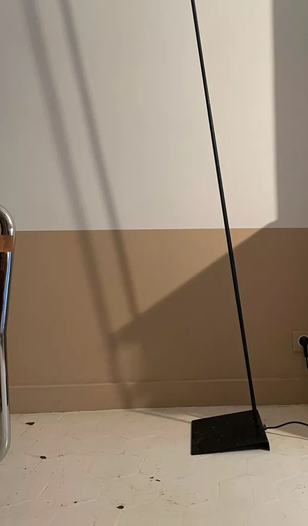 Adjustable modernist floor lamp black lacquered metal Italian 80s