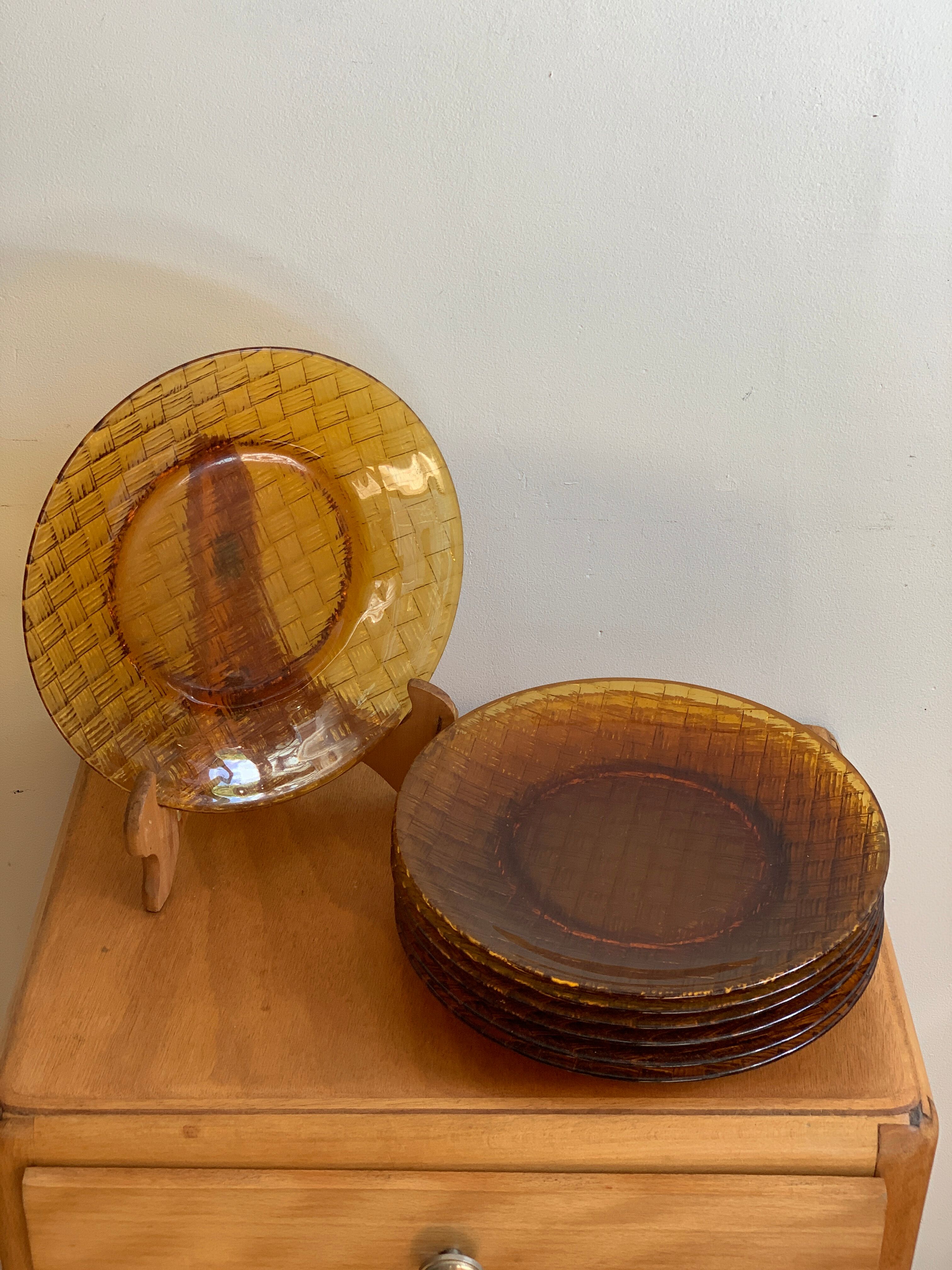 Vintage smoked glass plates