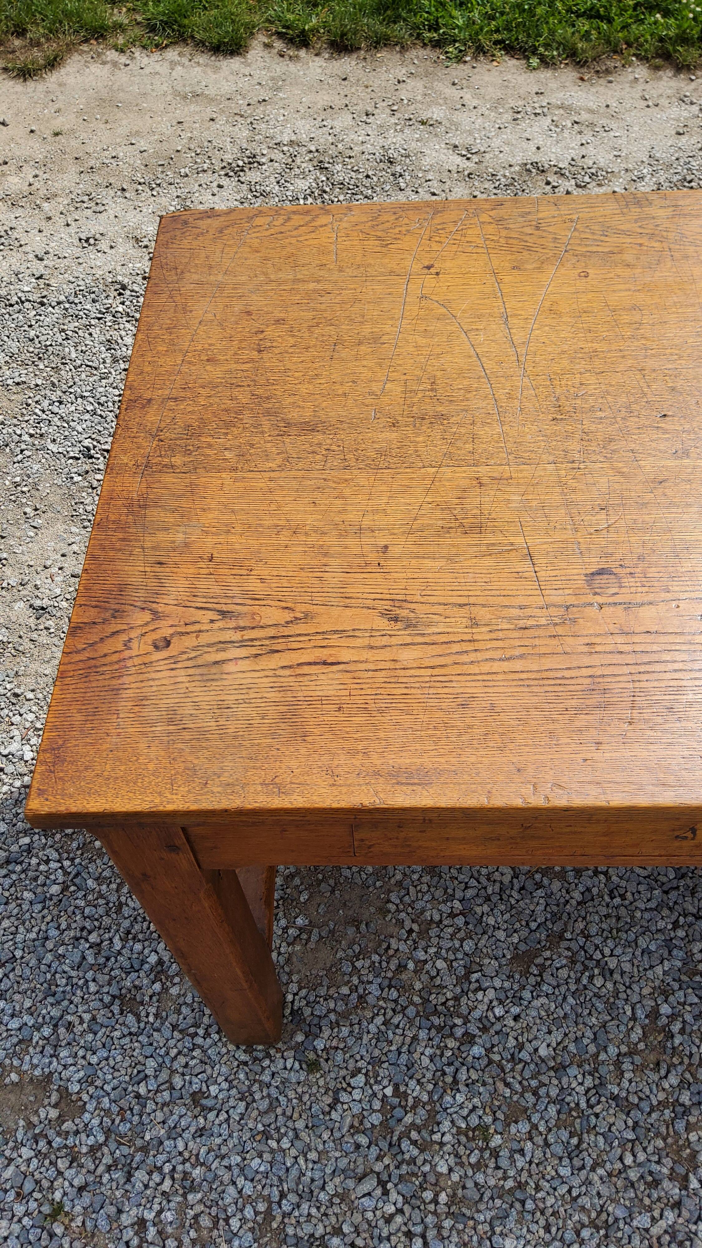 Oak farmhouse table 6 feet 2 drawers 200cm