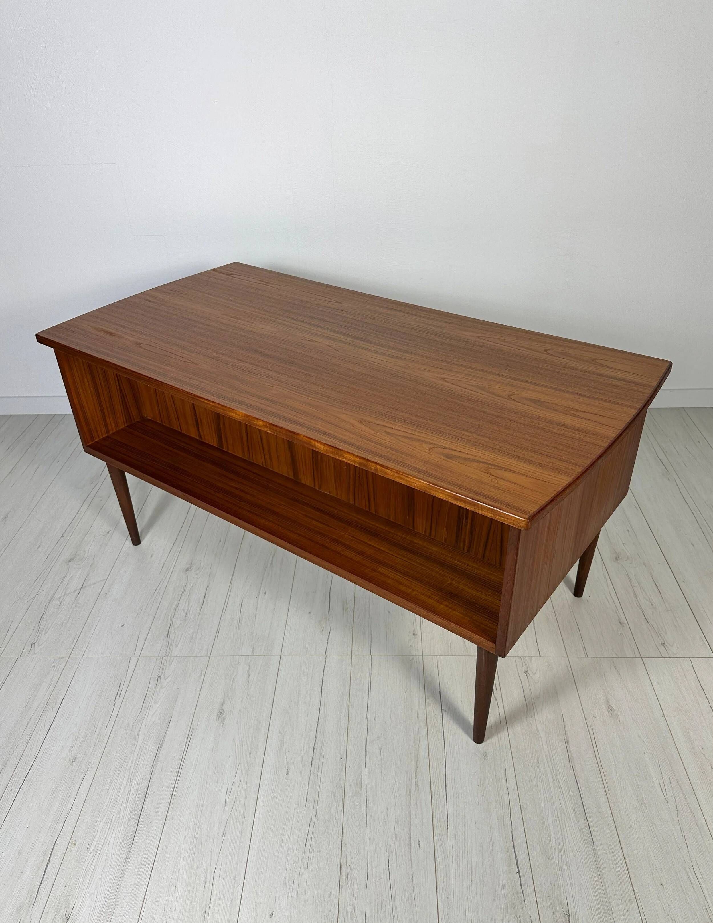 1960s Vintage Scandinavian Mid-Century Teak Writing Desk