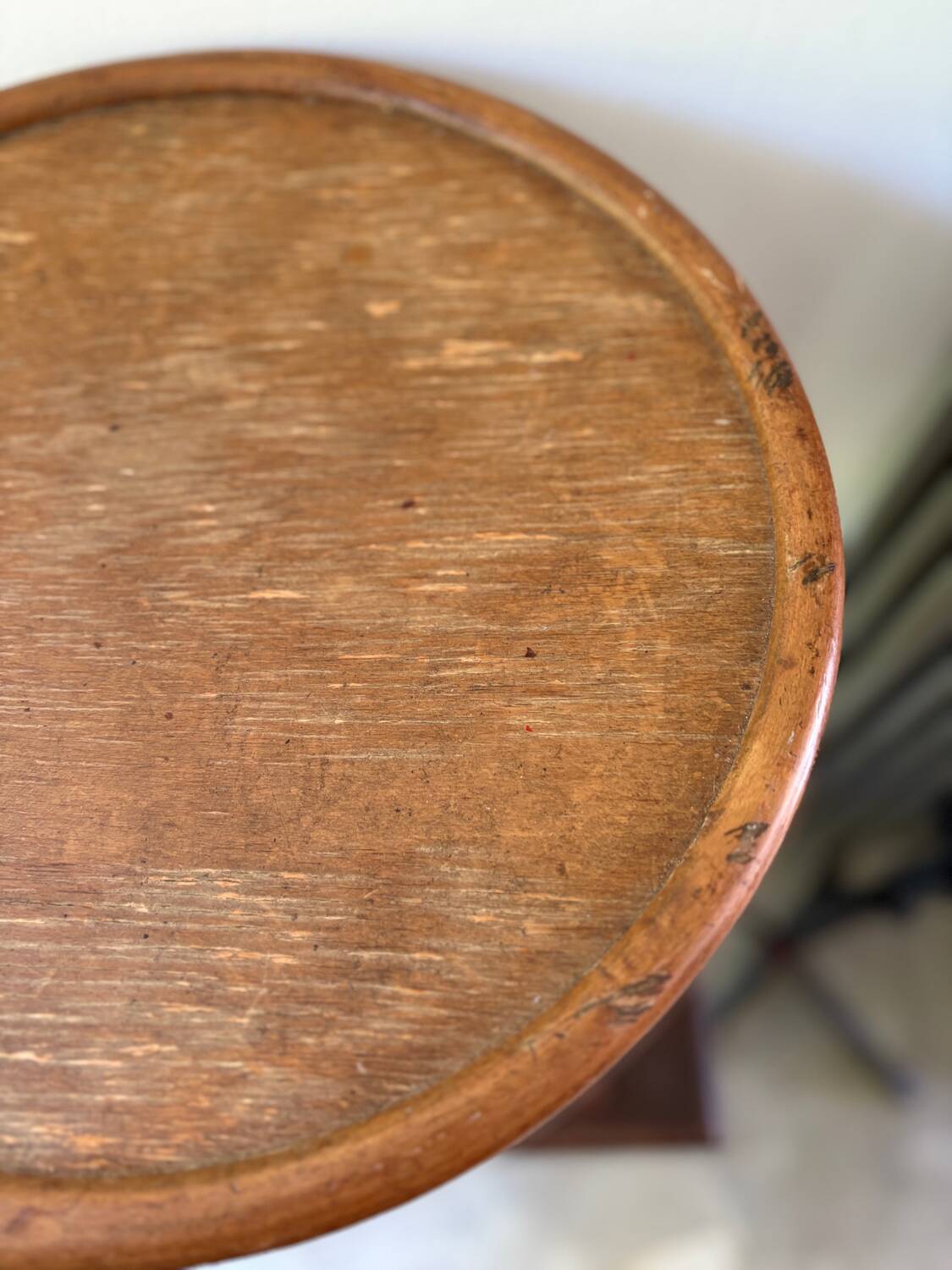 Thonet low stool in vintage wood
