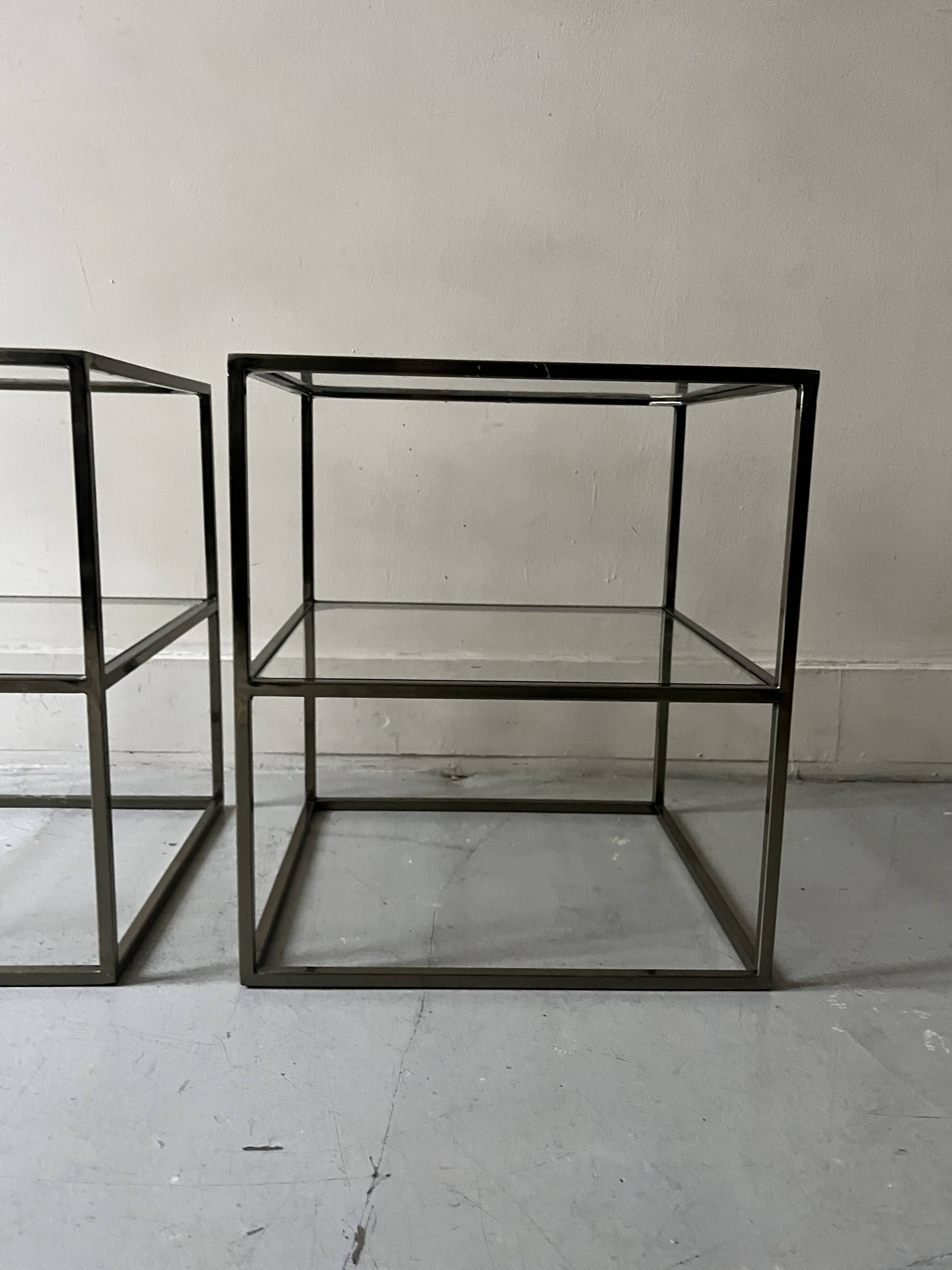 Vintage metal and glass bedside / side table, circa 1970 design