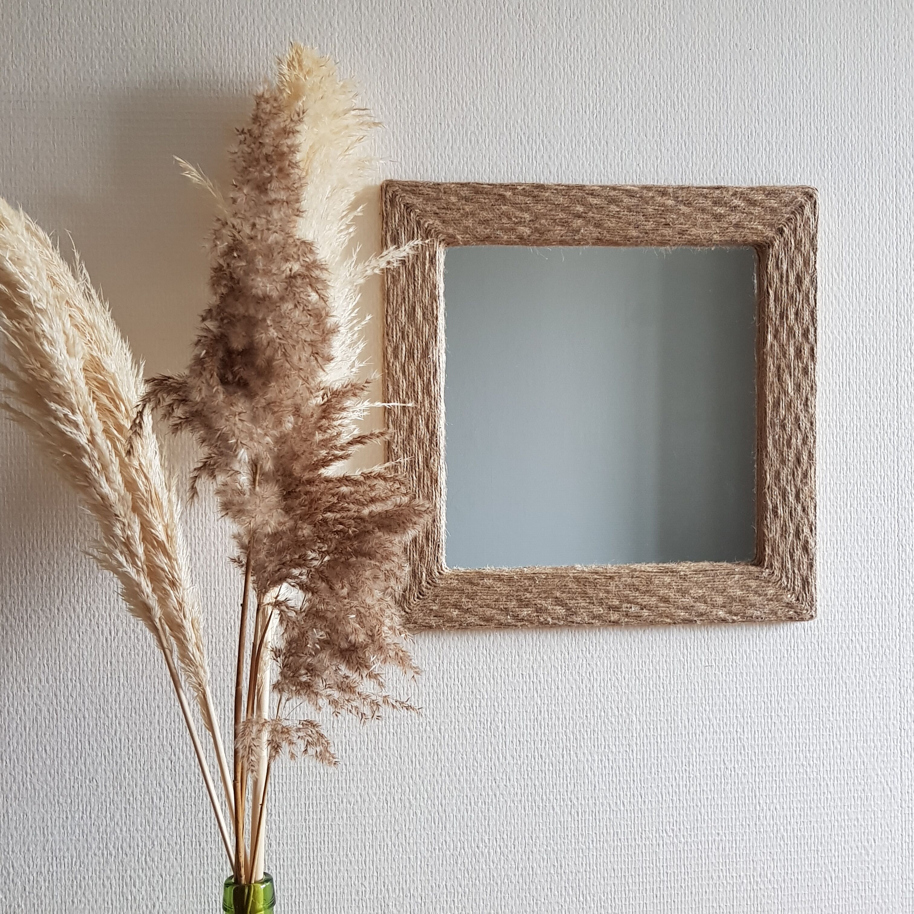 Miroir en fil de jute 43x43cm