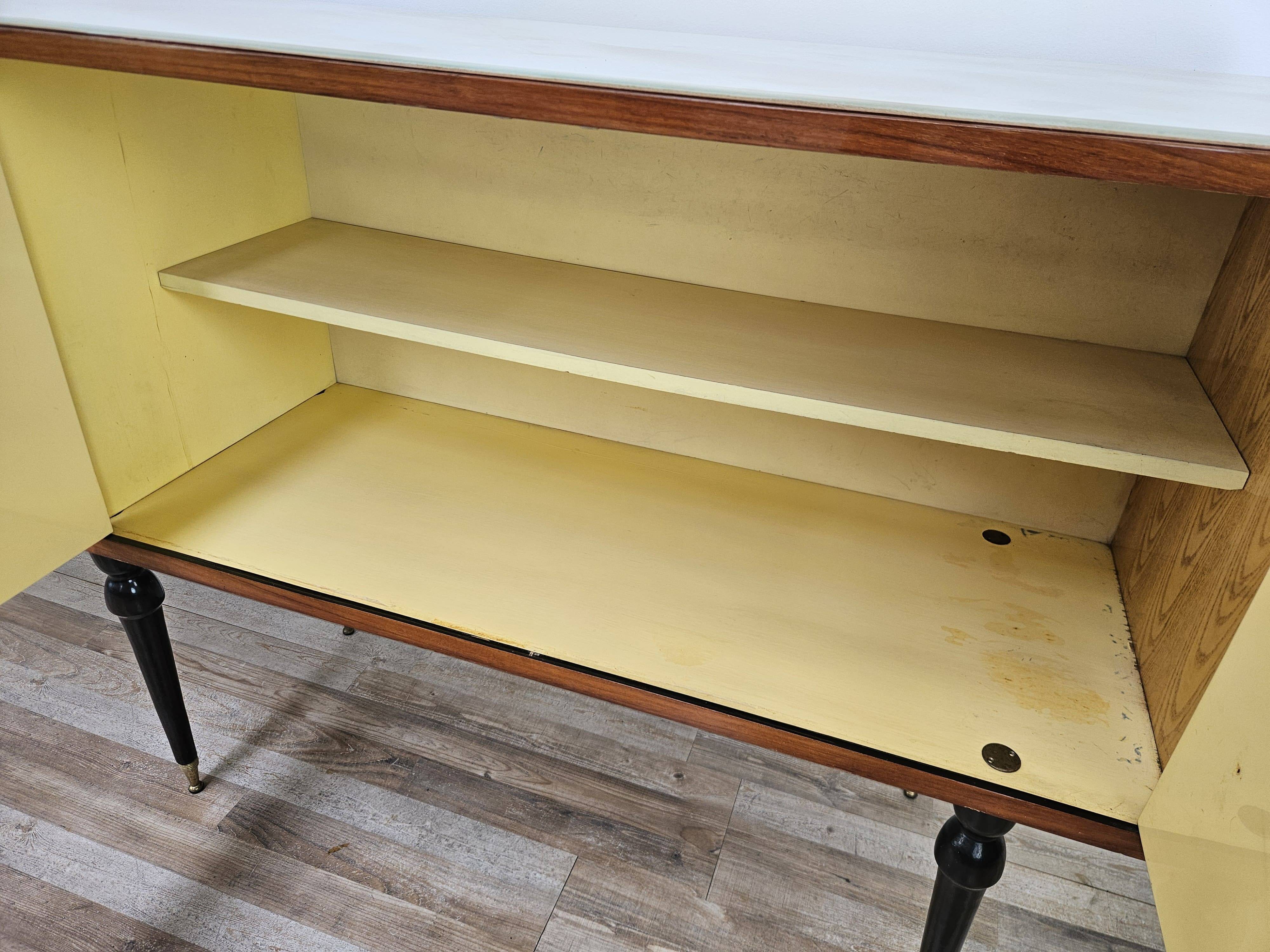 Mid-century 1960s mahogany sideboard with glass top