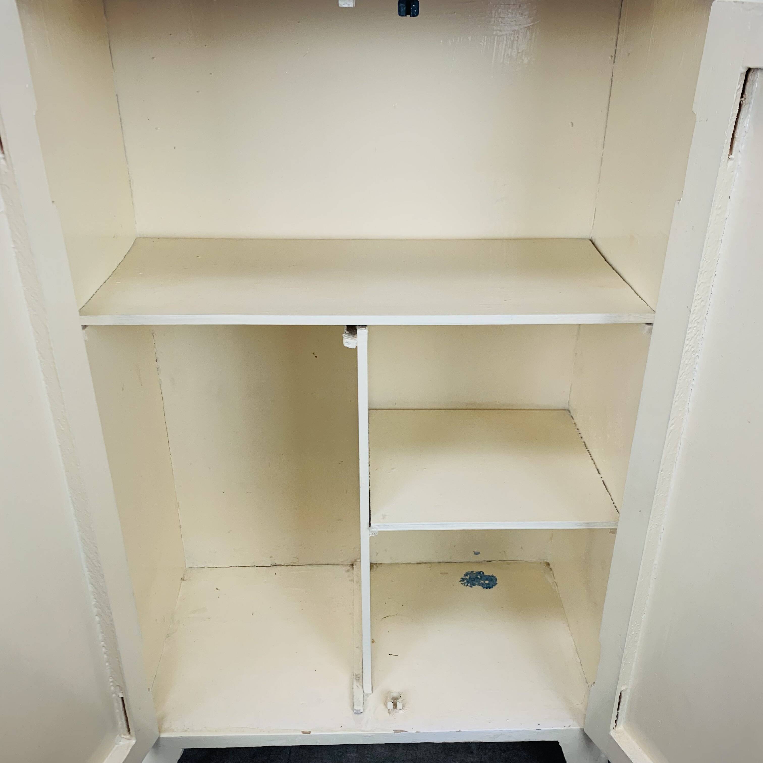 White wood convenient storage unit from the 1950s
