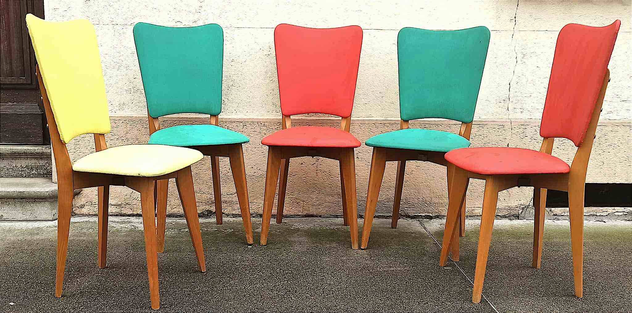 Set of 5 chairs + 1 free. 1960s.