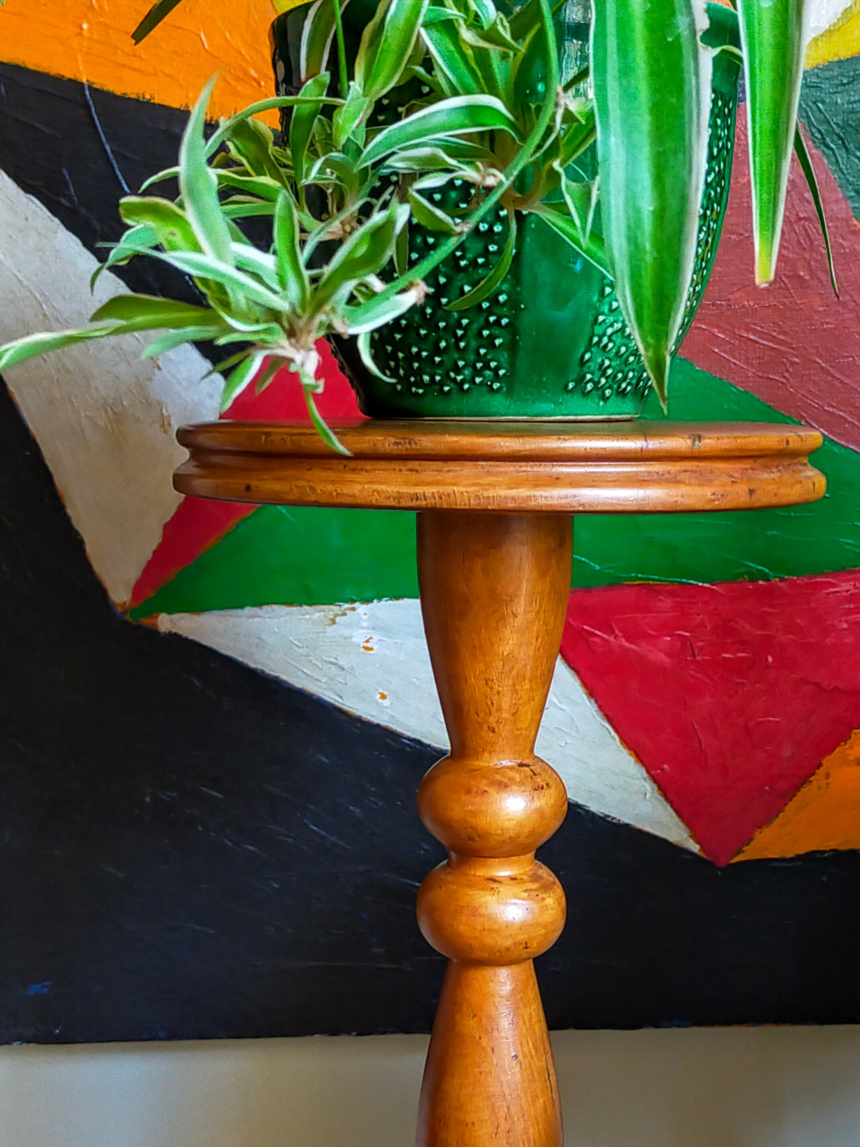 Plant harness in solid wood turned vintage