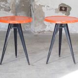 Xavier Pauchard - Two round Tholix metal bistro tables 1960