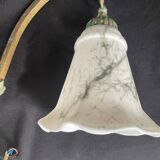 Art Deco wall light, opaline, white, marbled