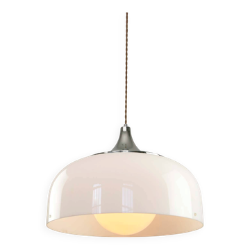 Grand pendentif de l'ère spatiale en blanc de Guzzini, années 1970.