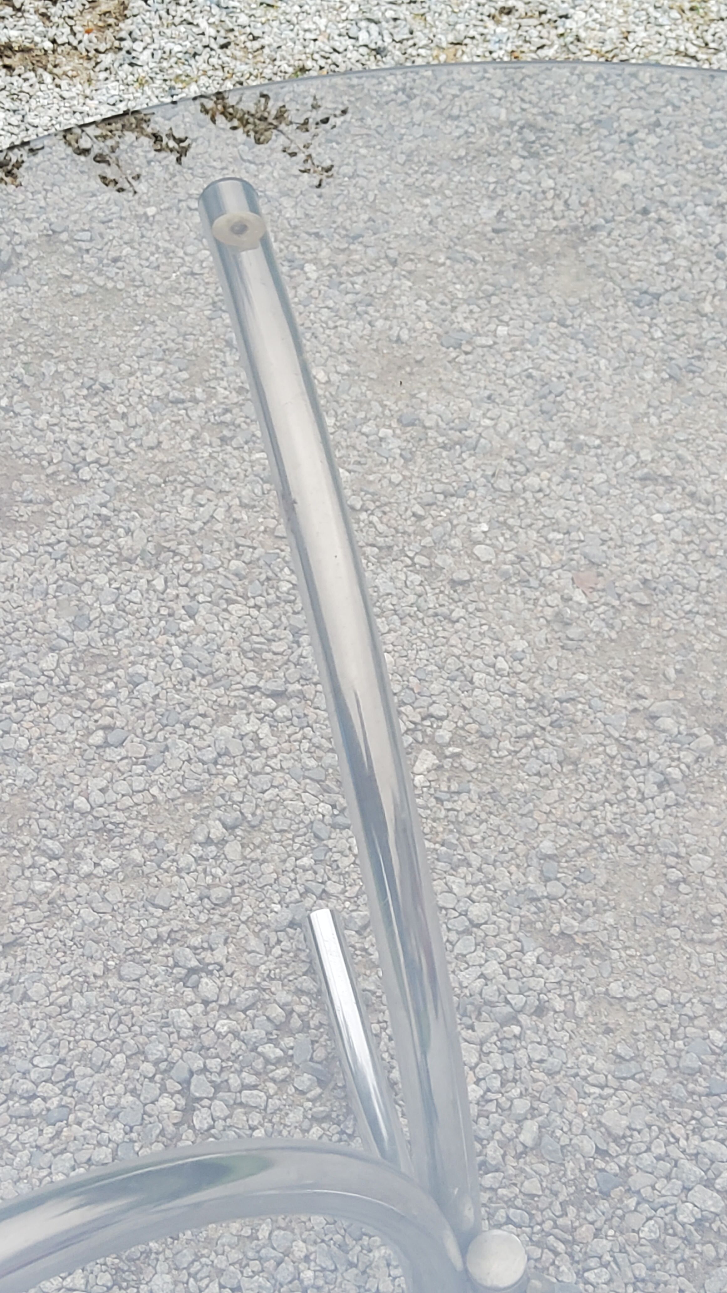 Dining table from the 70s top smoked glass base chrome