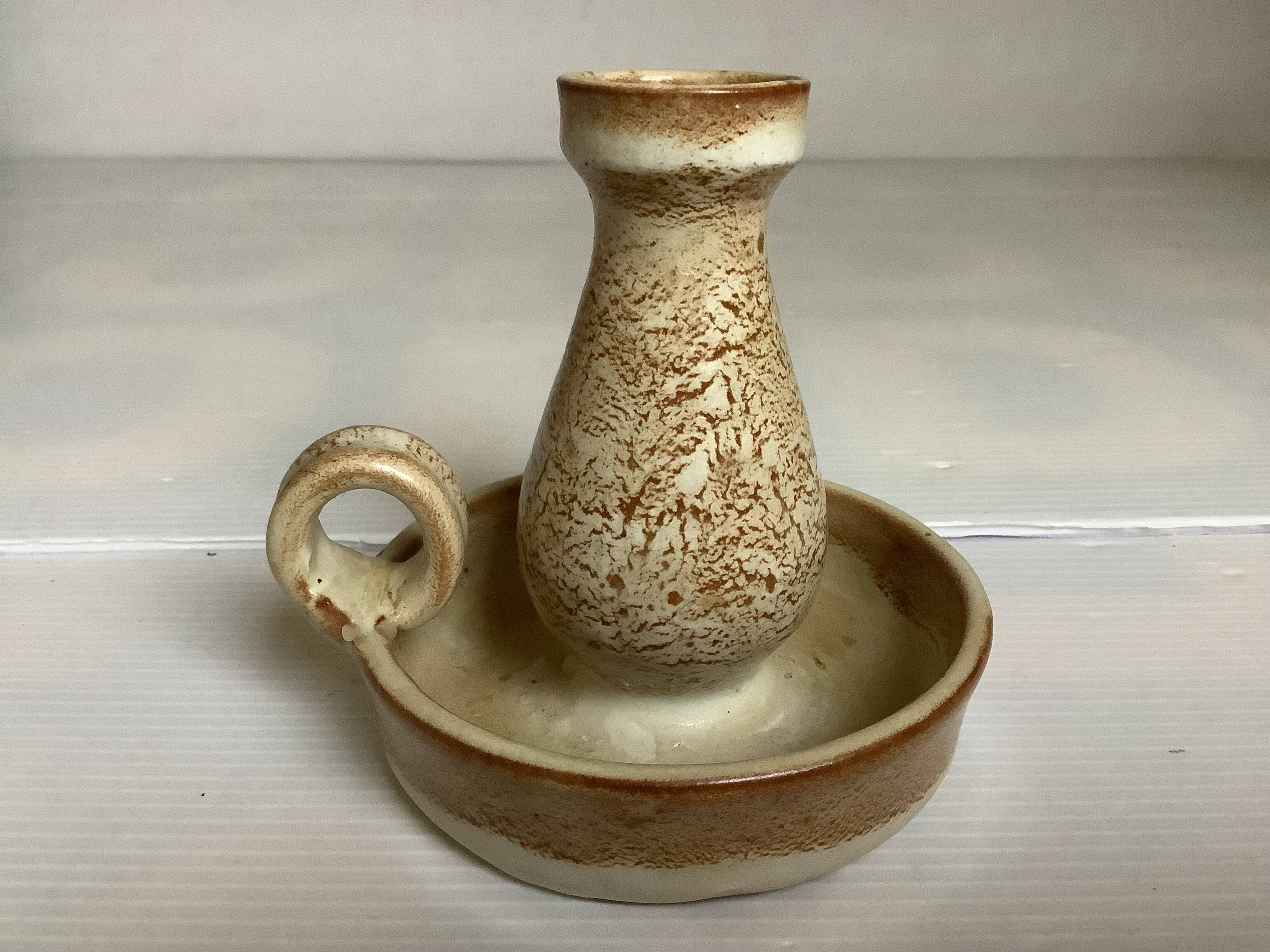 Speckled beige ceramic candle holder