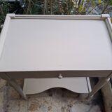 Repainted solid wood side table with lower shelf 1900