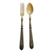 Salad cutlery in solid silver filled hallmark Minerva and horn style louis xv