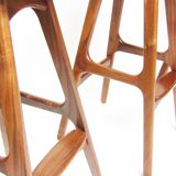 Three 1960s Danish Bar Stools In Rosewood & Leather by Erik Buch