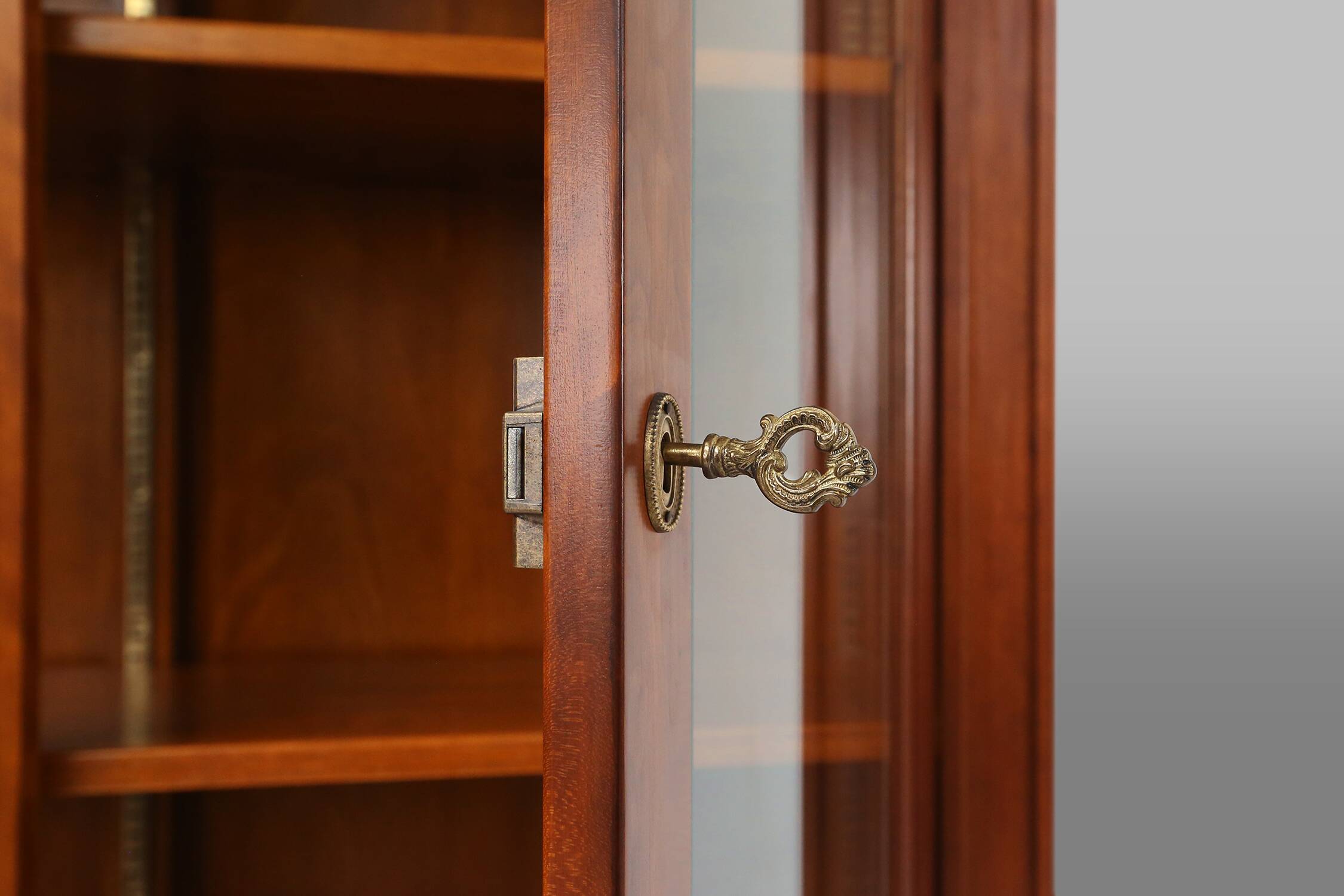 English Wooden Bookcase Cabinet, 1950s