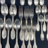 Christofle cutlery set silver metal Empire large cutlery and desserts, spoons