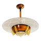 Art Deco pendant light in amber glass and etched glass – Ø 55 cm
