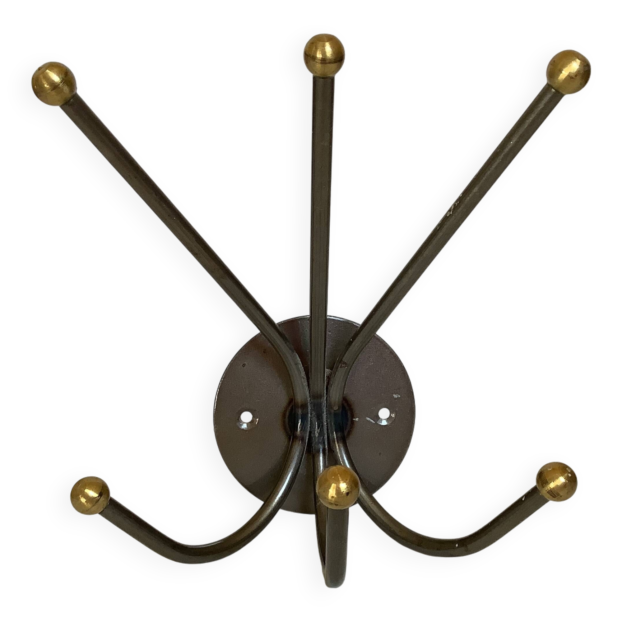 Small metal coat rack with six hooks