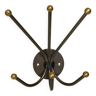 Small metal coat rack with six hooks