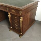 Empire desk with mahogany and oak pedestals
