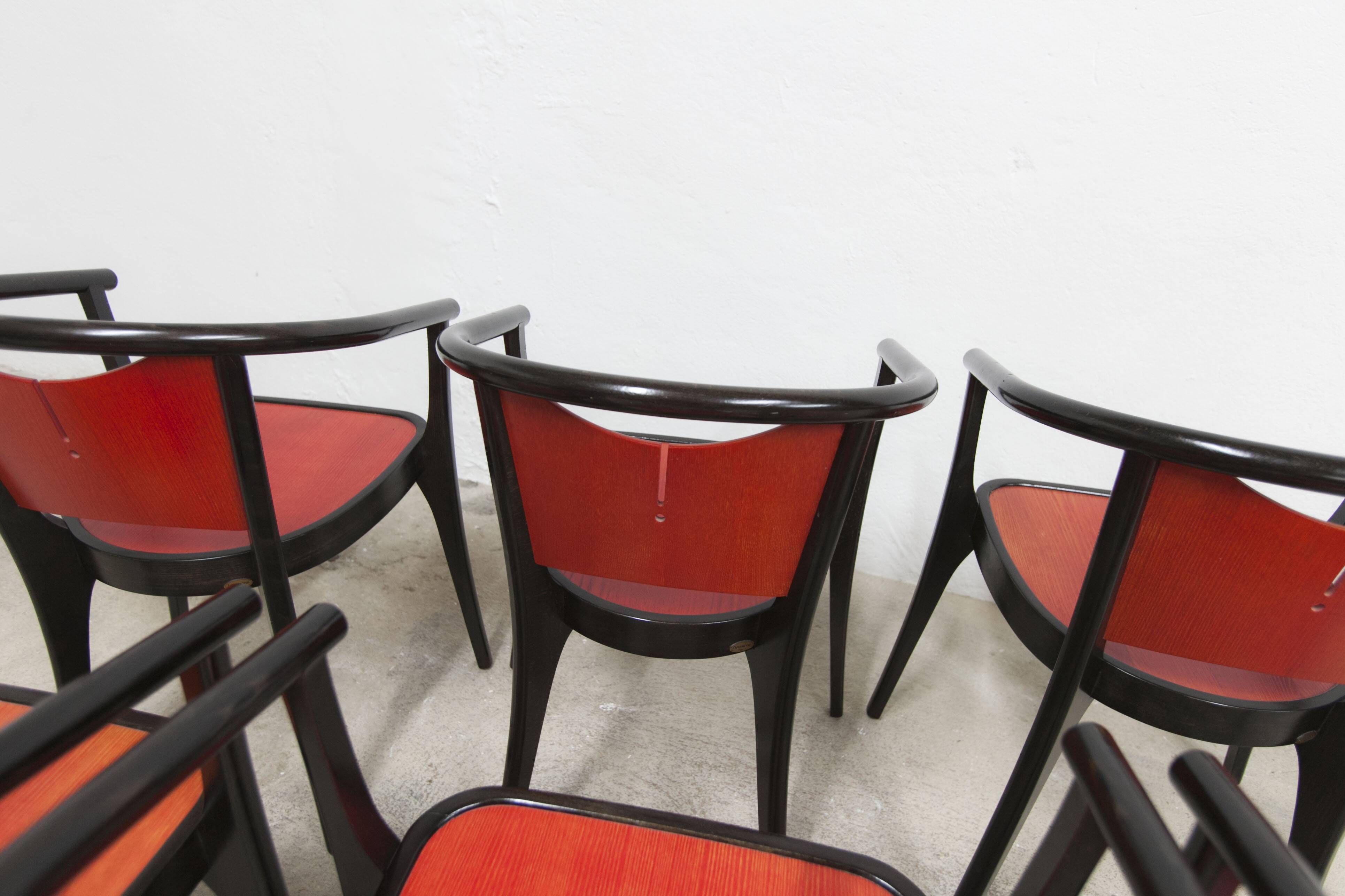 Set of 6 Baumann Diese armchairs, designed by Pagnon Pelhaître