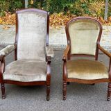 Imperial armchair in oak and beige velvet from the 19th century