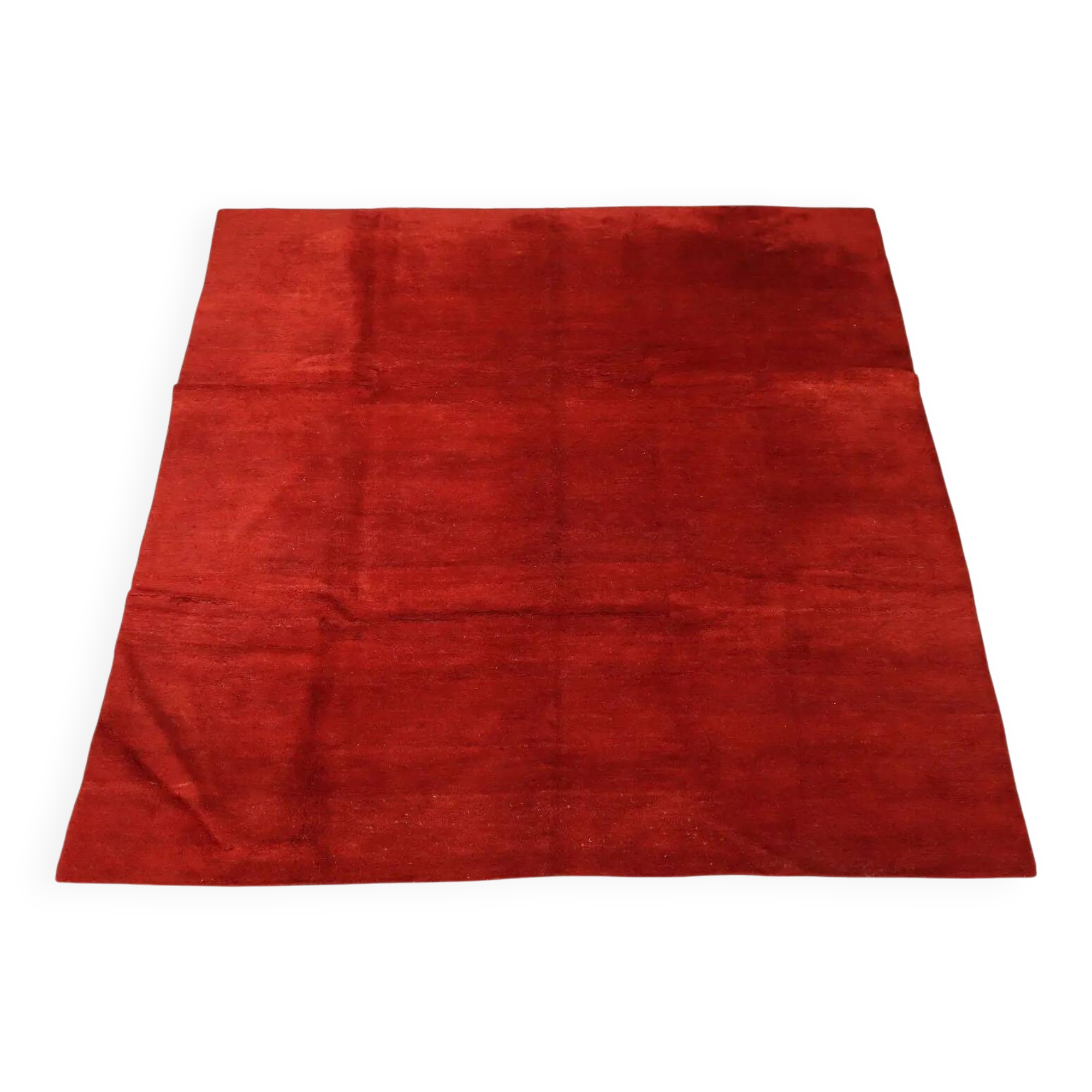 Ancient Asian wool rug, thick knotting, handmade 118 x 98 in.