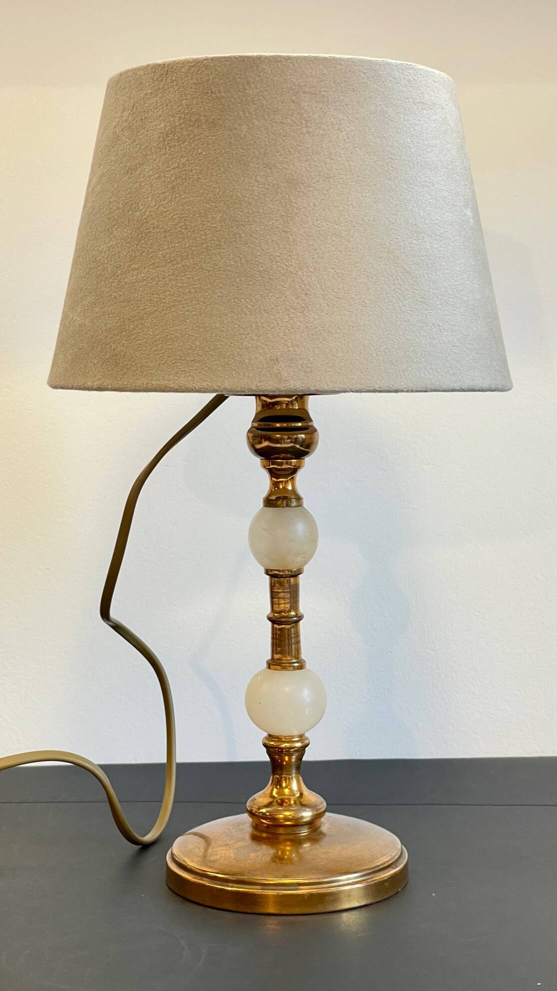 Vintage marble and velvet metal lamp