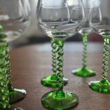 Alsatian white wine glass with green twisted stem - vintage franc stemmed glass