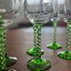 Alsatian white wine glass with a twisted green stem - vintage French stemmed glass