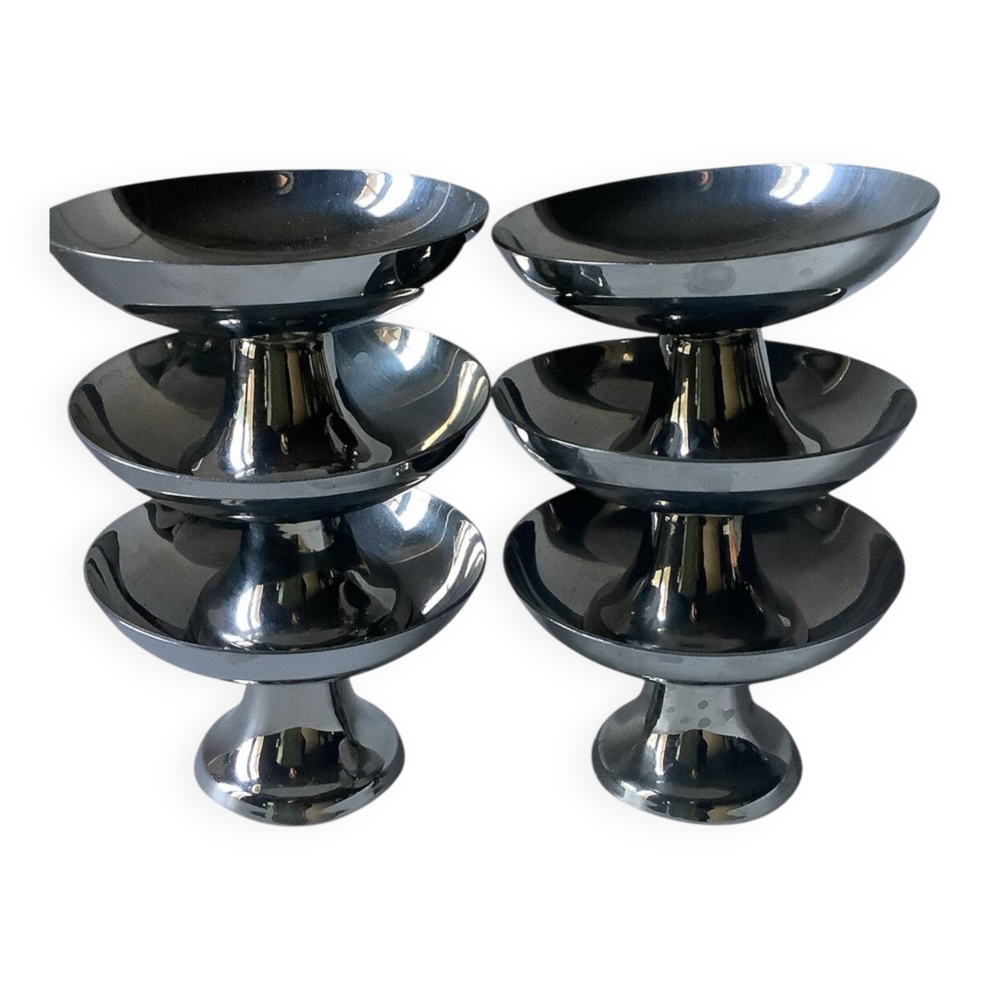 6 stainless steel cups by Guy Degrenne, 1970s