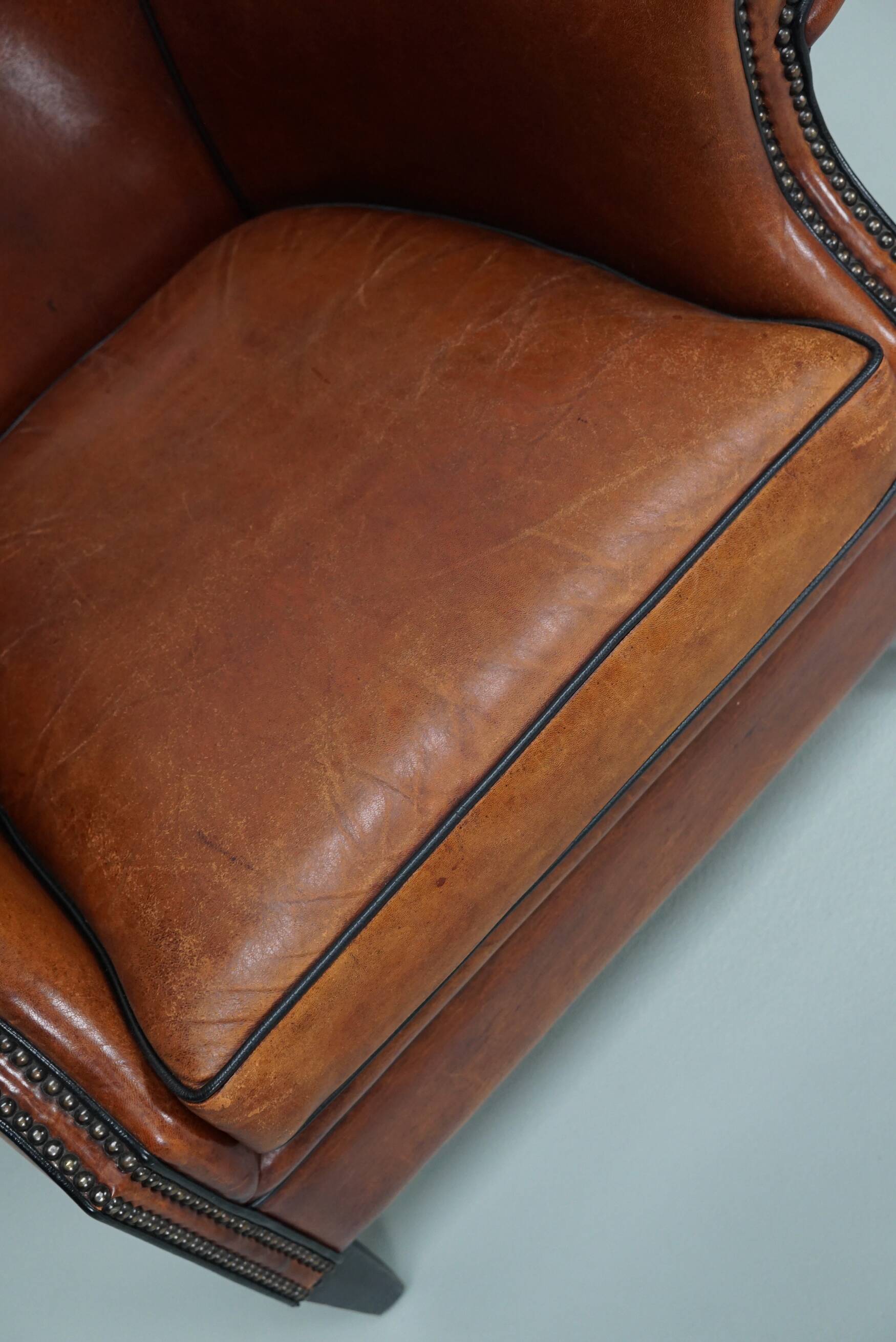 Vintage Dutch Cognac Colored Leather Club Chair