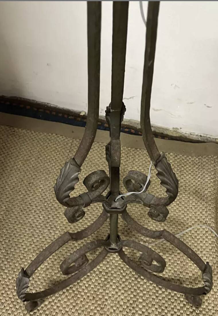 Art Deco wrought iron floor lamp base from the 1930s