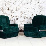 Fauteuil en velours vert "spage age" par Beka, 1970