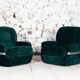 Green velvet armchair "spage age" by Beka, 1970