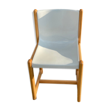Chaise Gautier en plastique thermomoulé blanche et bois