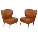 Pair of Vintage Expo 58 Cocktail Chairs, Cognac Faux Leather, Sixties
