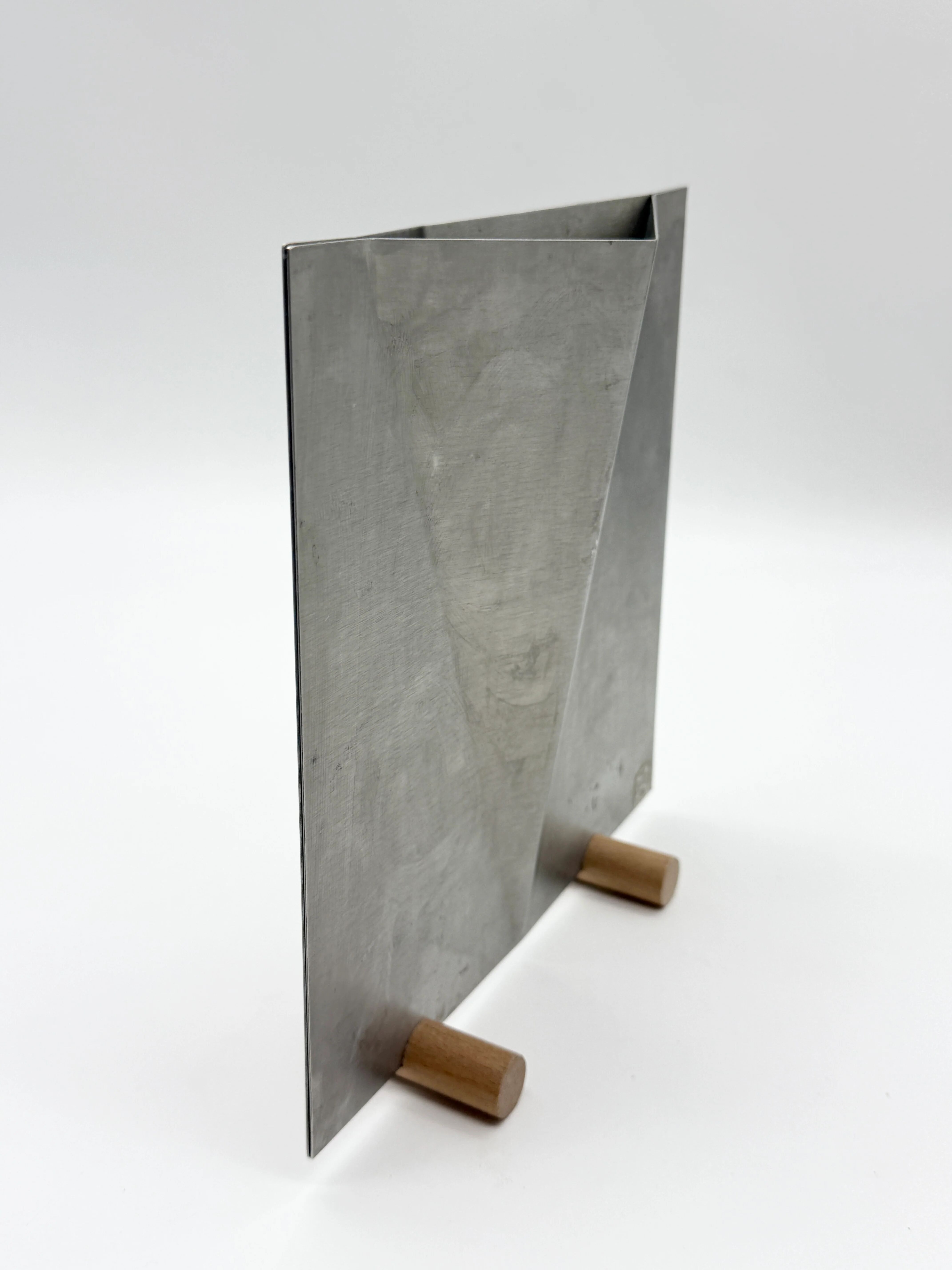 Sculptural brushed aluminium vase, 1980s