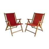 Pair of folding armchairs Plidéal vintage 50 's