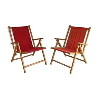 Pair of folding armchairs Plidéal vintage 50 's