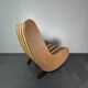 Curvy wavy pencil reed rattan bamboo low lounge chair, 1970s