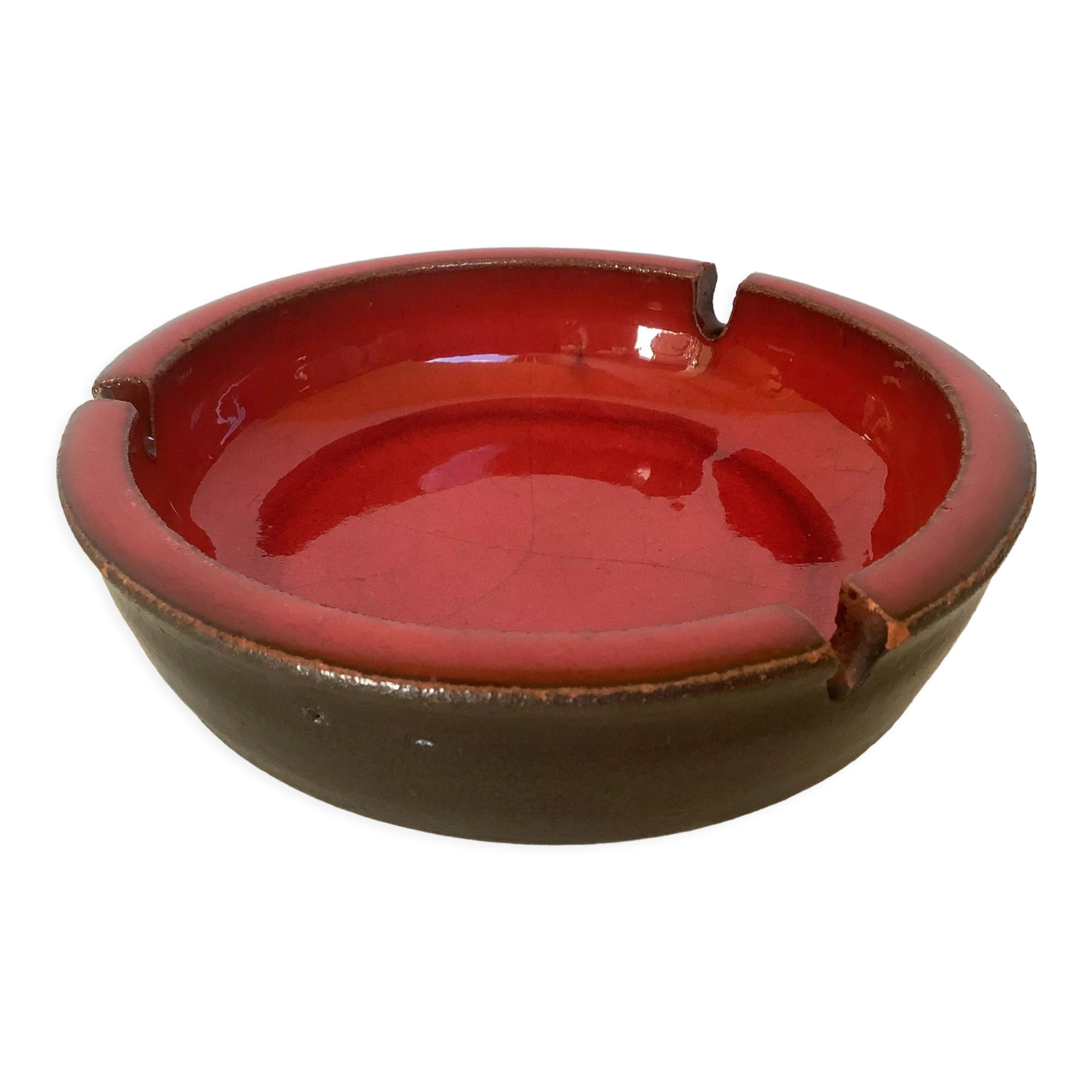 Koramic red and black ceramic empty pocket ashtray