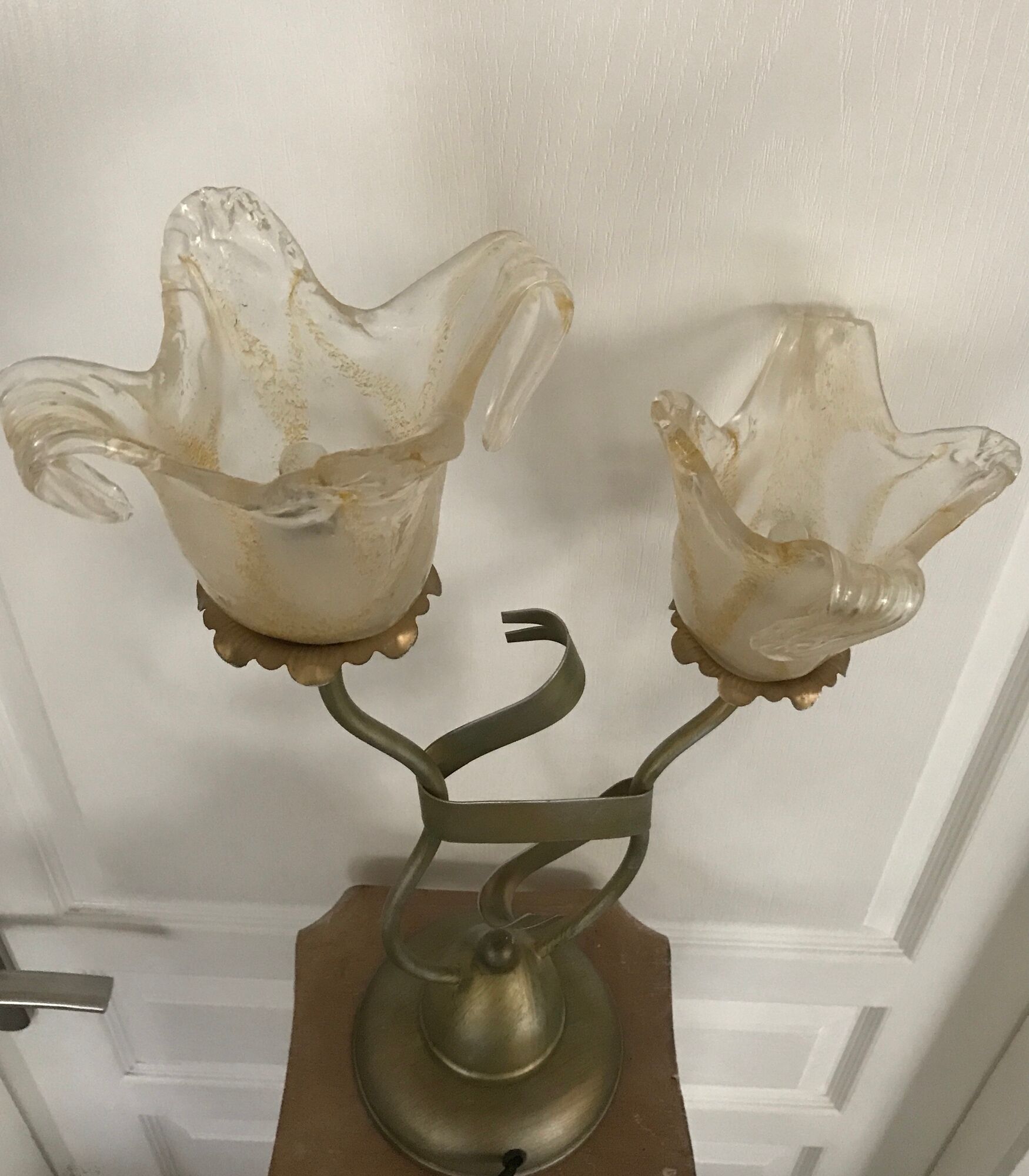 Lamp salerno 2 rods metal finish tulips in blown glass 52,5 cm