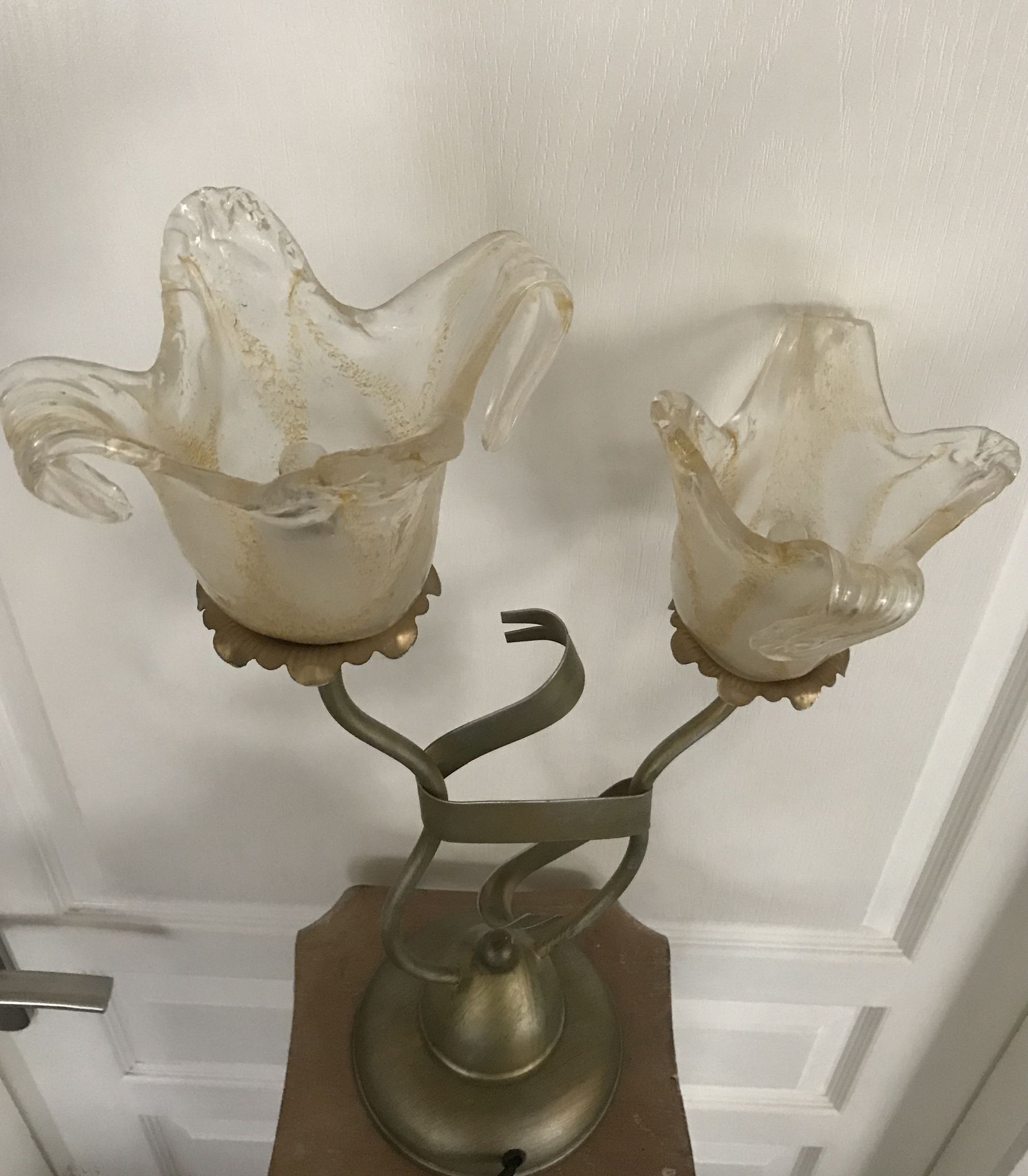Lamp salerno 2 rods metal finish tulips in blown glass 52,5 cm