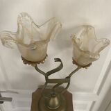 Lamp salerno 2 rods metal finish tulips in blown glass 52,5 cm