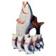 Set of 7 blue glass fish, mid-20th century.