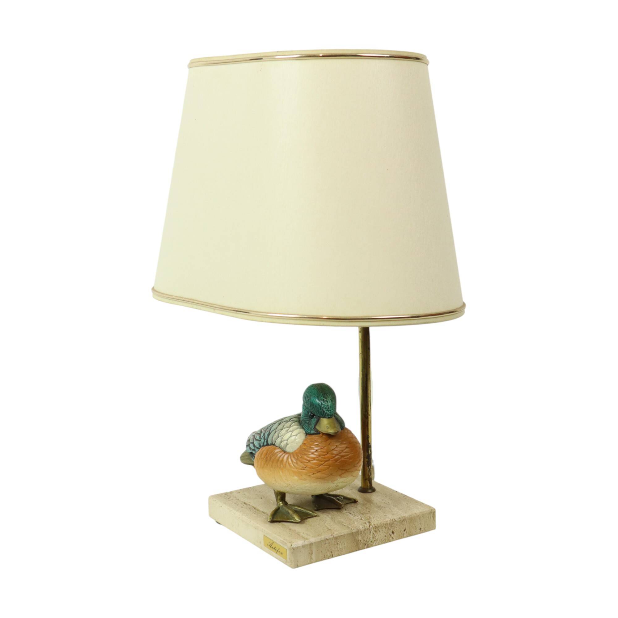 Artiflex Duck Lamp Design Brass Resin Travertine Malevolti