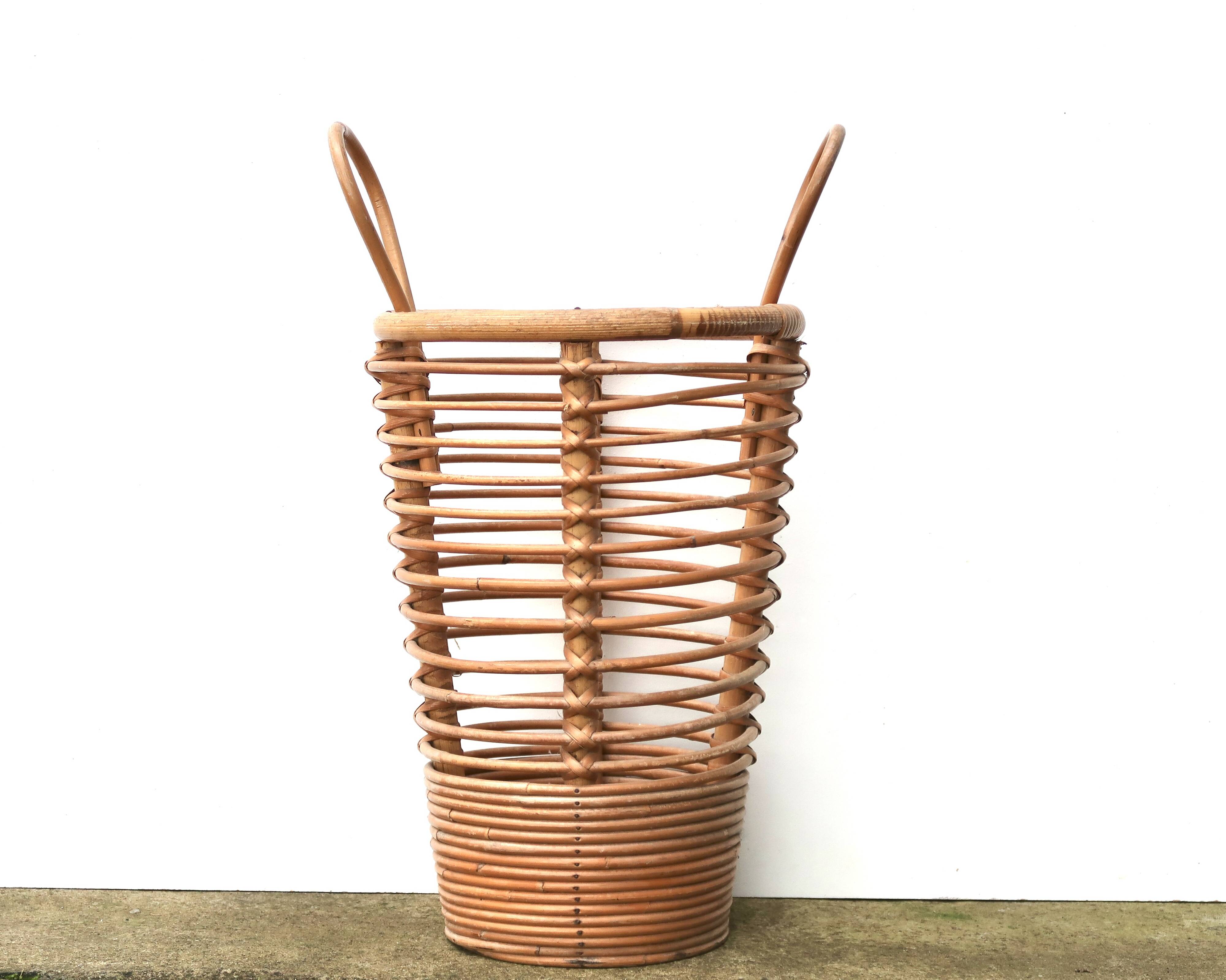 Umbrella stand with rattan and bamboo handles, 1970s