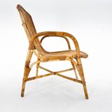Fauteuil en rotin du milieu du siècle, Tchécoslovaquie, années 1970